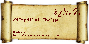 Árpási Ibolya névjegykártya