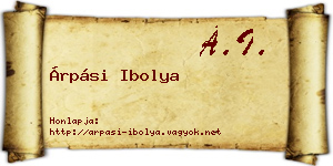 Árpási Ibolya névjegykártya